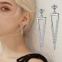 Besilver Valentine Gift Triangle Necklace Earrings Set Women Men 925 Sterling Silver 18K Gold Filled Cubic Zirconia Triangle Jewish Chai Necklace Jewelry Gift