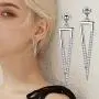 Besilver Valentine Gift Triangle Necklace Earrings Set Women Men 925 Sterling Silver 18K Gold Filled Cubic Zirconia Triangle Jewish Chai Necklace Jewelry Gift