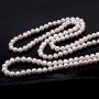 JYX Pearl Long Sweater Necklace Gorgeous Genuine 7.5mm Natural Near Round White Freshwater Pearl Necklace for Women 50''