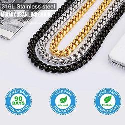 Jewelry Kingdom 1 Chain Necklace Cuban Link Chain Gold Miami Necklace Stainless Steel Necklace for Mens Jewelry, 6MM,18-32'' Long
