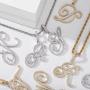 GUCY Large Initial Pendant Necklace Women Gold Silver Cubic Zirconia Big Letter Pendant Necklace Stainless Steel Rope Chain