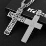 HZMAN Religion Psalm 121:8 Stainless Steel Jesus Christ Crucifix Cross Lords Prayer Pendant Necklace