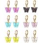 Biokia Butterfly Earrings Colorful Acrylic Butterfly Drop Earrings Womens Earrings Fashion Jewelry Gifts For Women Girls 6-12 Pairs