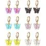 Biokia Butterfly Earrings Colorful Acrylic Butterfly Drop Earrings Womens Earrings Fashion Jewelry Gifts For Women Girls 6-12 Pairs