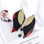 Yuhuan Womens Faux Leather Leaf Necklace Dangle Earrings Red Plaid Multi Layers Jewelry Set