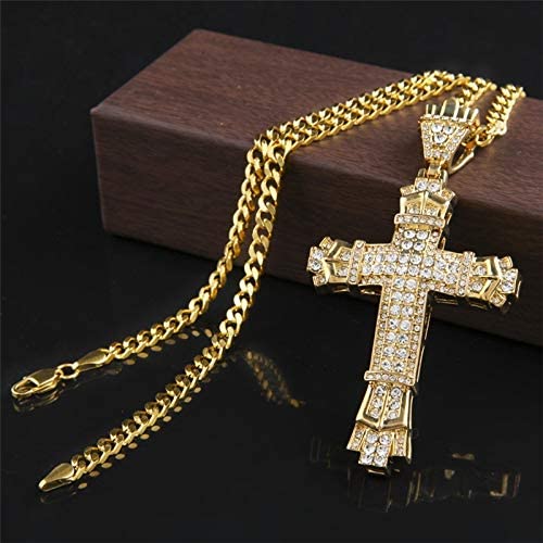 maket 2018 Mens Fashion Jewelry 18K Gold / 925 Silver Plated Diamond Stainless Steel Cross Pendant Necklace Chain