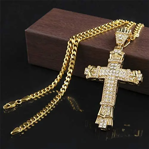 maket 2018 Mens Fashion Jewelry 18K Gold / 925 Silver Plated Diamond Stainless Steel Cross Pendant Necklace Chain maket 2018 Mens Fashion Jewelry 18K Gold / 925 Silver Plated Diamond Stainless Steel Cross Pendant Necklace Chain
