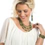 LookLove Womens Jewelry Shades of Green Bead Necklace (16'' with 3'' Extender) Earrings (3'') and Bracelet (6 Stretch Bracelets) Set