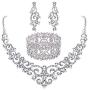 EVER FAITH Crystal Art Deco Bridal Stretch Bracelet Bundle Vintage Bridal Necklace Earrings Set