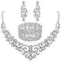 EVER FAITH Crystal Art Deco Bridal Stretch Bracelet Bundle Vintage Bridal Necklace Earrings Set EVER FAITH Crystal Art Deco Bridal Stretch Bracelet Bundle Vintage Bridal Necklace Earrings Set