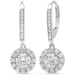 5.00 ct Round Cut Simulated Diamond Drop Dangle Earrings Solid 10K White Gold