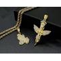 Jstyle 2Pcs Gold Plated Necklaces for Women Men Prayer Hand Angel Pendant Necklace Ice Out Hip Hop Rope Chain 24'' 30''