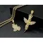 Jstyle 2Pcs Gold Plated Necklaces for Women Men Prayer Hand Angel Pendant Necklace Ice Out Hip Hop Rope Chain 24'' 30''