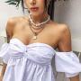 Masiter Layered Faux Pearl Necklace Medallion Disc Coin Pendant Choker Chunky Oval Link Chain Beach Travel Costume Jewelry for Women and Girls(style 1)