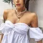 Masiter Layered Faux Pearl Necklace Medallion Disc Coin Pendant Choker Chunky Oval Link Chain Beach Travel Costume Jewelry for Women and Girls(style 1)