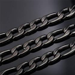 Men Steel Based Black Gun Plated 12mm Wide Figaro Chain Bracelet