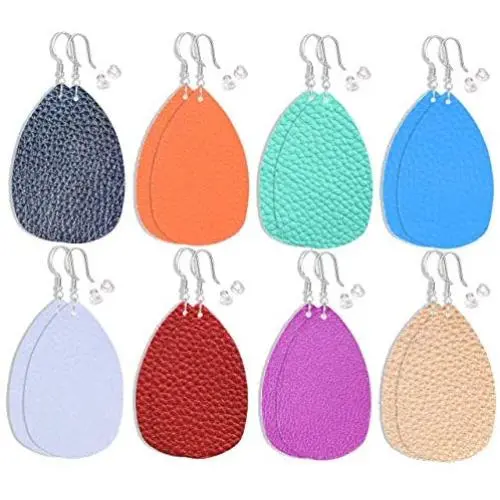 8 Pairs Lightweight Leather Earrings for Women Girls - Petal Dangle Earrings Antique Handmade Faux Leather Jewelry Classic Style for Gift 8 Pairs Lightweight Leather Earrings for Women Girls - Petal Dangle Earrings Antique Handmade Faux Leather Jewelry Classic Style for Gift