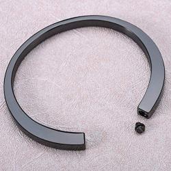 K-Y Engraved Memorial Urn Bracelet Stainless Steel Cremation Urn Bracelet Ashes Keepsake Jewelry (Black)
