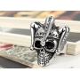 Flongo Mens Punk Stainless Steel Silver Black Gothic Joker Clown Band Ring