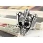Flongo Mens Punk Stainless Steel Silver Black Gothic Joker Clown Band Ring