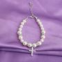 POTIY Christening Gift Pearl Bracelet with Cross for First Communion Baptism Jewelry Communion Gift for Godmother Goddaughter Religious Jewelry