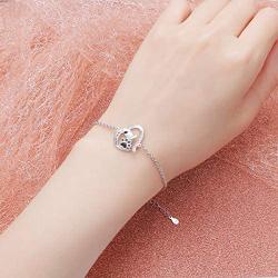 FLYOW 925 Sterling Silver Cute Paw Print Forever Love Heart Pendant Necklace/Bracelet/Stud Earrings Gift for Women Teen Girls, Box Chain 18''
