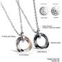His and Hers Couple Necklace Titanium Stainless Steel CZ Rings Pendant His and Hers Matching Jewelry Set Gift for Women and Men