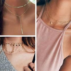 FUNRUN JEWELRY 10PCS Layered Choker Necklace for Women Girls Multilayer Chain Necklace Set Adjustable