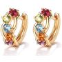 FANCIME 14K Solid Yellow Gold Genuine Amethyst Peridot Topaz Citrine Garnet Tiny/Small Hinged Huggie Cartilage Hoop Earrings Gemstone Dainty Delicate Fine Jewelry for Women Girls 12mm 15mm
