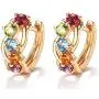 FANCIME 14K Solid Yellow Gold Genuine Amethyst Peridot Topaz Citrine Garnet Tiny/Small Hinged Huggie Cartilage Hoop Earrings Gemstone Dainty Delicate Fine Jewelry for Women Girls 12mm 15mm
