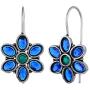 Saissa Silver Plated Oxidised Metal Lightweight Blue Stone Indian Earrings Jewelry for Girls and Women