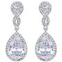 EVER FAITH Zircon Austrian Crystal Wedding 8-Shape Dangle Earrings Clear Silver-Tone