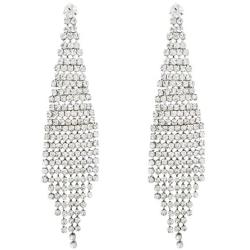 SELOVO Fashion Bohemia Women Long Tassel Link Fringe Dangly Earrings Clear Crystal