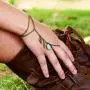 Derora Layered Finger Ring Bracelet Gold Leaf Hand Bracelet Chain Jewelry for Women and Girls