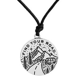 Dawapara Adventure Hiking Find Your Road Star Mountain Outdoor Scenery Necklace Spiritual Jewelry for Men/Women