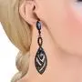 EVER FAITH Womens Crystal Double Marquise Shape Dangle Earrings Blue Sapphire-Color Black-Tone