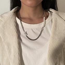 Ingemark Stainless Steel Punk Cuban Chain Necklace for Women Girls Simple Sweet Stylish Link Chain Necklace Jewelry