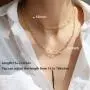 AUMIAU 14K Gold Plated Sterling Silver Layered Necklace 18 Inches Paperclip Herringbone Choker Necklace Evil Eye Coin Pendant for Women Girls