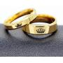 Uloveido 2pcs His Queen and Her King Couple Rings Set, Titanium Steel Matching Promise Wedding Engagement Band for Couples (Black, Gold)