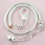 RUBYCA 10pcs White Silver Plated Heart Lobster European Snake Chain Bracelets fit Charm Beads 7.5'' RUBYCA 10pcs White Silver Plated Heart Lobster European Snake Chain Bracelets fit Charm Beads 7.5''