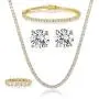 GEMSME 18K Yellow Gold Plated Tennis Necklace/Bracelet/Earrings/Band Ring Sets Pack of 4 GEMSME 18K Yellow Gold Plated Tennis Necklace/Bracelet/Earrings/Band Ring Sets Pack of 4