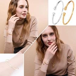 U7 Unisex Simple Cuff Bracelet 18K Real Gold Platinum Plated Fine Bracelets Fashion Jewelry Heart/Crescent Moon/Turquoise/Photo Custom Bangle