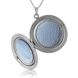 Sterling Silver Round Embossed Antique Finish Locket Necklace, 20''