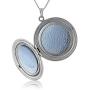 Sterling Silver Round Embossed Antique Finish Locket Necklace, 20''