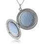 Sterling Silver Round Embossed Antique Finish Locket Necklace, 20''