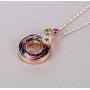 GEMMANCE Round Bubble Necklace Made with Swarovski Crystals, Rainbow Stone, Silver-Tone or Rose Gold Plated, 18”+2”Chain