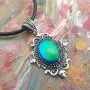Mood Stone in Antique Sterling Silver Finish Gothic Flower Pattern Pendant Magic Color Change Leather Necklace Mood Necklace Mood Stone in Antique Sterling Silver Finish Gothic Flower Pattern Pendant Magic Color Change Leather Necklace Mood Necklace