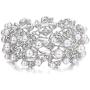 EVER FAITH Crystal Cream Simulated Pearl 1920s Style Leaf Stretch Bracelet Clear