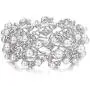 EVER FAITH Crystal Cream Simulated Pearl 1920s Style Leaf Stretch Bracelet Clear EVER FAITH Crystal Cream Simulated Pearl 1920s Style Leaf Stretch Bracelet Clear