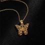 kelistom 14K Gold/18K Gold Plated Hollow Butterfly Pendant Necklace for Women Men Girls Boys, 2” Extension